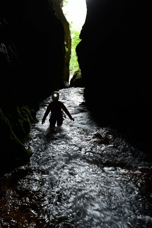 Grotte de Castelbouc - Remontée de la rivière dans la galerie d'entrée(SP-18-1462)
